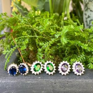 Sterling Silver CZ Stud Earrings